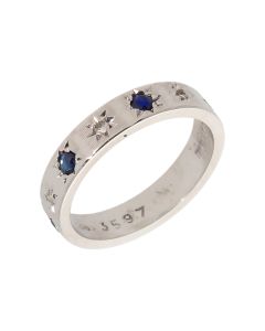 Pre-Owned 9ct White Gold Sapphire & Diamond Half Eternity Ring