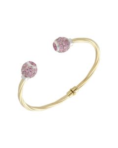 Pre-Owned 9ct Gold Pink Cubic Zirconia Set Hollow Twist Bangle