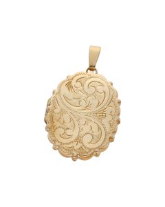 Pre-Owned 9ct Yellow Gold Patterned Oval Locket Pendant