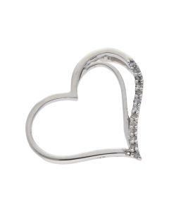 Pre-Owned 9ct White Gold Diamond Set Heart Pendant