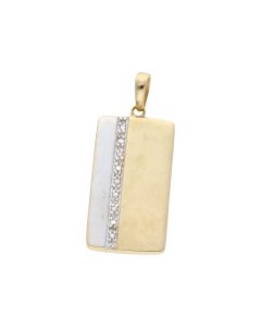 Pre-Owned 9ct Yellow & White Gold Diamond Set Dogtag Pendant