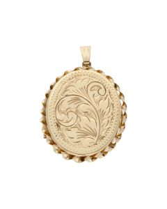 Pre-Owned 9ct Yellow Gold Rope Edged Patterned Locket Pendant