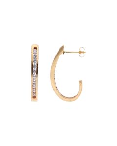 Pre-Owned 9ct Gold Cubic Zirconia Curved Drop Stud Earrings