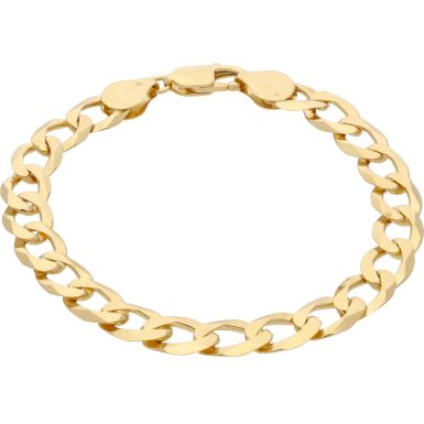New 9ct Yellow Gold Solid 8.5Inch Heavy Flat Curb Bracelet 16.4g