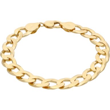 New 9ct Yellow Gold Solid 9 Inch Heavy Flat Curb Bracelet 1oz