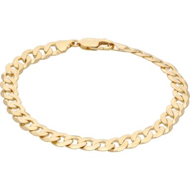 New 9ct Yellow Gold Solid 8.5 Inch Curb Bracelet 13.6g