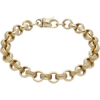 New 9ct Gold 8.5 Inch Pattern & Polish Belcher Bracelet 21.9g