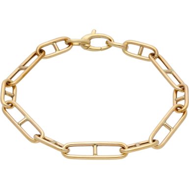 New 9ct Yellow Gold 7 Inch Hollow Ladder Link Bracelet