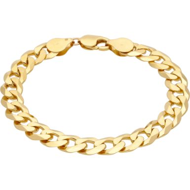 New 9ct Yellow Gold 9 Inch Heavy Flat Curb Bracelet 1oz