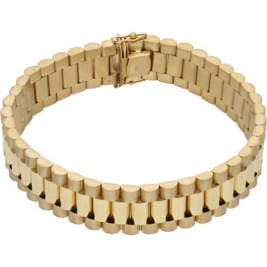 New 9ct Yellow Gold 8.5" 16mm Width Rolex Style Bracelet 1.4oz