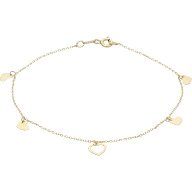 New 9ct Yellow Gold 7.5" Hearts Drop Bracelet