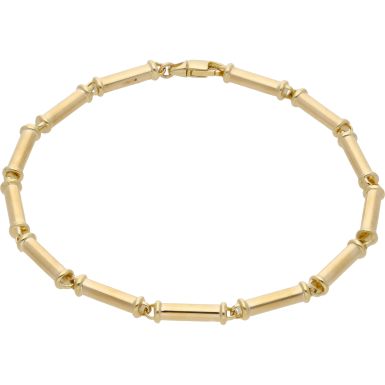 New 9ct Yellow Gold 7.5 Inch Tubular Bar Ladies Bracelet