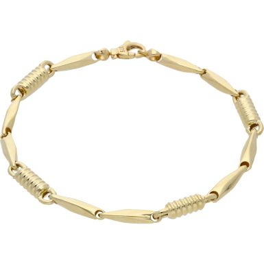 New 9ct Yellow Gold 8 Inch Coil & Bar Link Ladies Bracelet