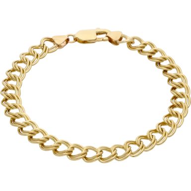 New 9ct Yellow Gold 8 inch Double Curb Bracelet