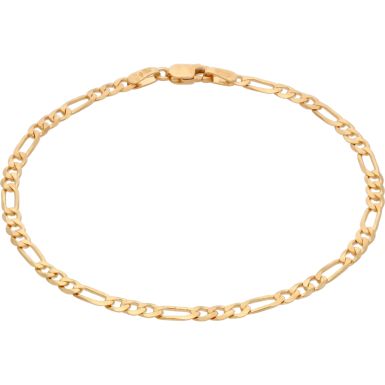 New 9ct Yellow Gold 7 Inch Ladies Figaro Bracelet
