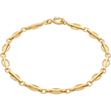 New 9ct Yellow Gold 7.5" Fancy Link Ladies Bracelet