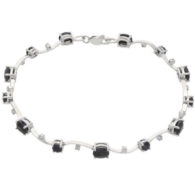 New 9ct White Gold Sapphire & Diamond Ladies Bracelet