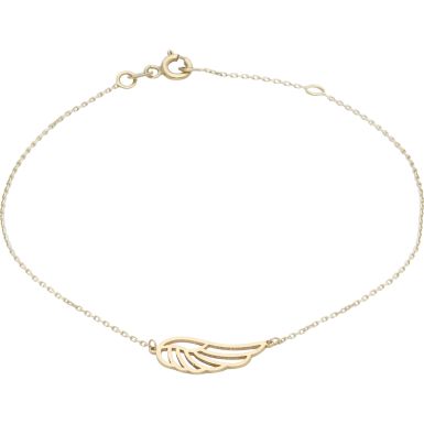 New 9ct Yellow Gold Angel Wing Ladies 7.5" Bracelet