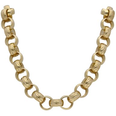 New 9ct Gold 26" Pattern & Polished Belcher Chain Necklace 4.6oz