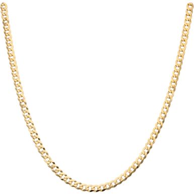 New 9ct Yellow Gold 20 Inch Solid Flat Curb Chain Necklace