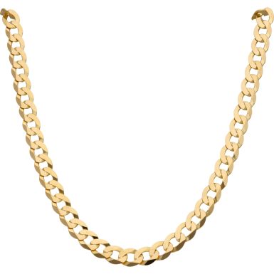 New 9ct Yellow Gold 26 Inch Flat Curb Link Chain Necklace 1.2oz