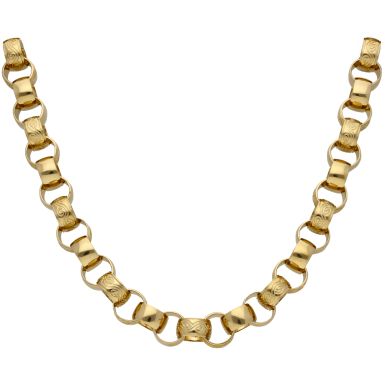New 9ct Yellow Gold 26" Pattern & Polish Belcher Necklace 3.3oz