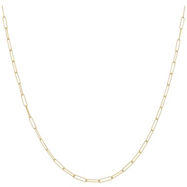 New 9ct Yellow Gold 18 inch Patterned Paperclip Link Necklace