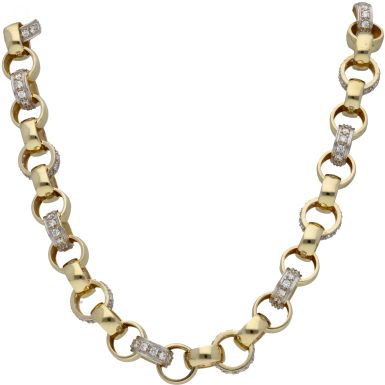 New 9ct Gold 26 Inch Cubic Zirconia Belcher Necklace 3.8oz
