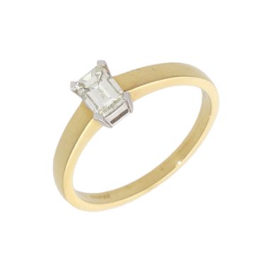 New 18ct Yellow Gold 0.50ct Emerald-Cut Diamond Solitaire Ring