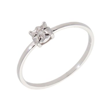 New 9ct White Gold Illusion Set 0.02ct Diamond Solitaire Ring