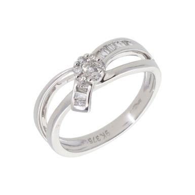 New 9ct White Gold Diamond Fancy Cluster Ring