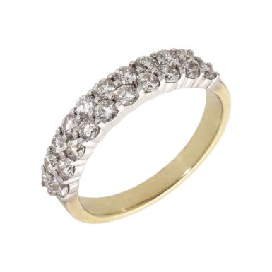 New 9ct Yellow & White Gold 1.00ct Diamond 2 Row Eternity Ring