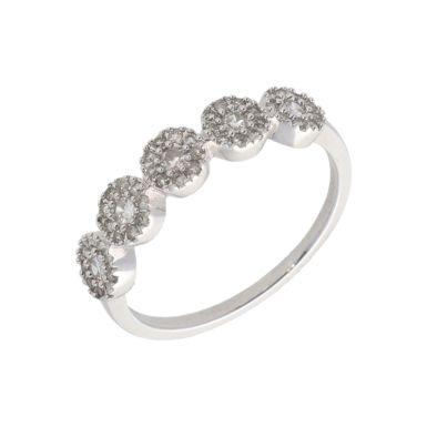 New 18ct White Gold 0.30ct Diamond 5 Disc Eternity Style Ring