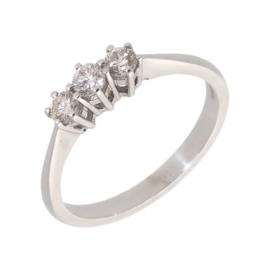 New 18ct White Gold 0.34ct Diamond Trilogy 3 Stone Ring