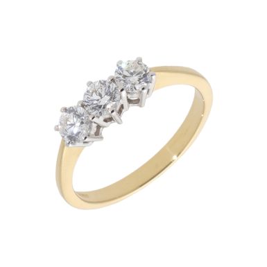 New 18ct Yellow Gold 0.78ct Diamond Trilogy 3 Stone Ring