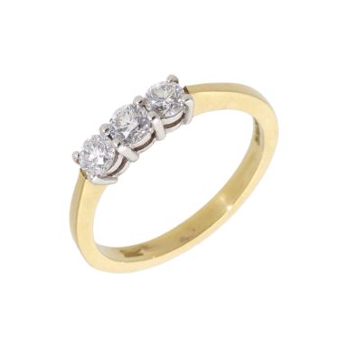 New 18ct Yellow Gold 0.50ct Diamond 3 Stone Trilogy Ring
