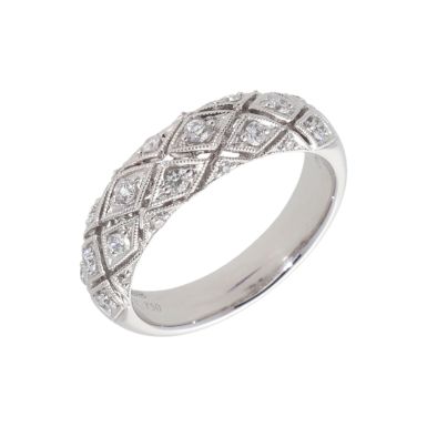 New 18ct White Gold 0.32ct Diamond Harlequinn Band Ring