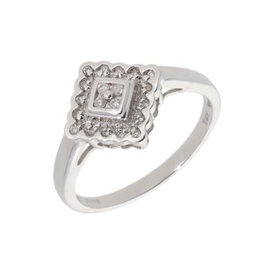 New 9ct White Gold 0.12ct Diamond Cluster Ring