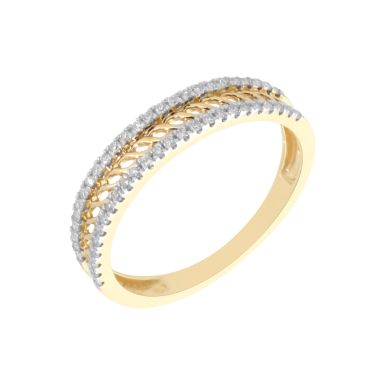New 9ct Yellow Gold 0.20ct Diamond Filigree Eternity Style Ring