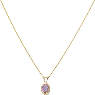 New 9ct Gold Amethyst Pendant & 18 Inch Necklace
