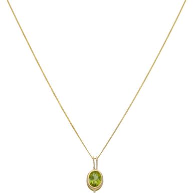 New 9ct Gold Peridot Pendant & 18 Inch Necklace
