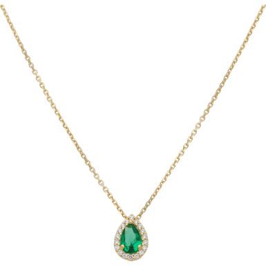 New 9ct Yellow Gold Gem Stone Set Pendant & 16-18" Necklace
