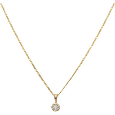 New 9ct Yellow Gold 0.10ct Diamond Pendant & 18" Chain Necklace