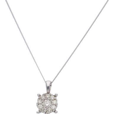New 9ct white Gold 0.33ct Diamond Pendant & 18" Chain Necklace