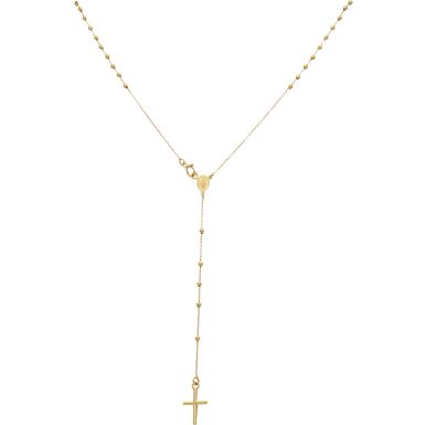 New 9ct Yellow Gold Fine Rosary Bead 16" Chain Necklace