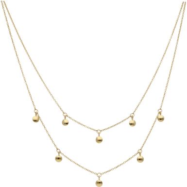 New 9ct Yellow Gold 18 & 20" Double Chain Necklace Circle Charm