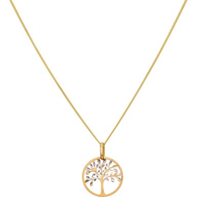 New 9ct 2 Colour Gold Tree Of Life Pendant & 18" Chain Necklace