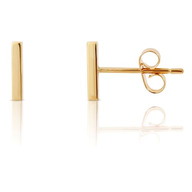 New 9ct Yellow Gold Polished Bar Stud Earrings