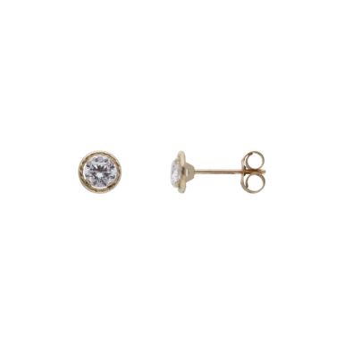 New 9ct Gold 5mm Cubic Zirconia Stud Earrings