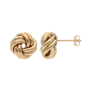 New 9ct Yellow Gold Large Knot Stud Earrings